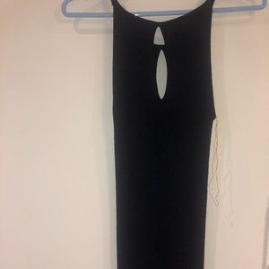 Navy Ribbed Midi Dress, Size XS